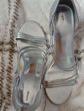 George Strappy Silver Heels